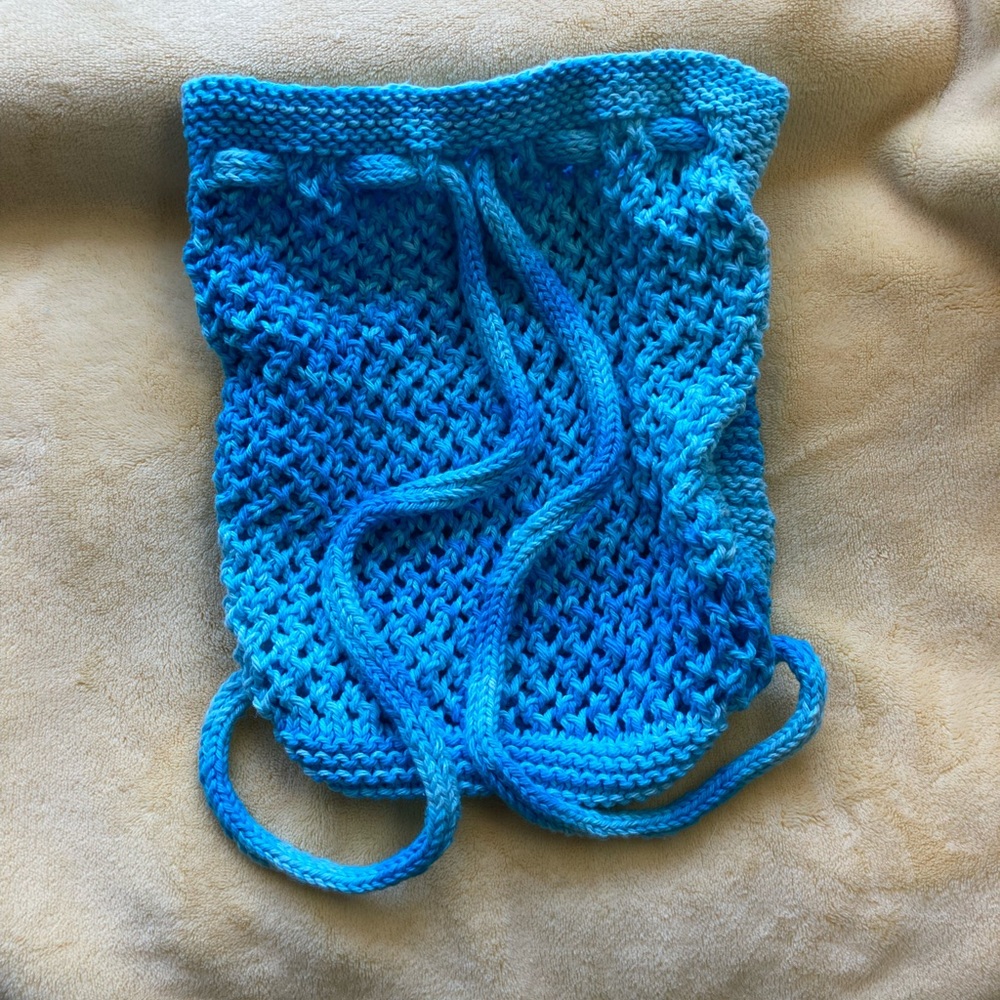 Hand Knit Drawstring Mini Backpack - image 3